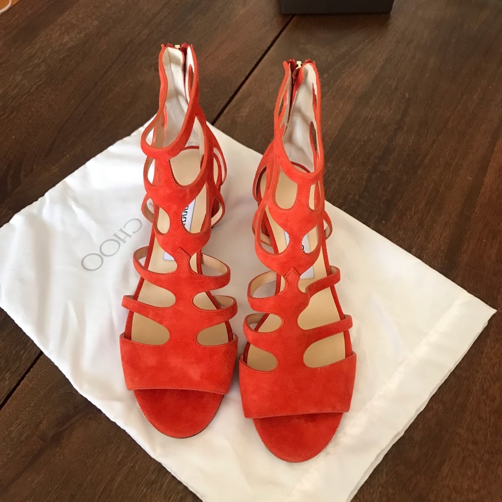 NWT | Jimmy Choo Ren Caged Suede Block Sandals - Picture 3 of 8